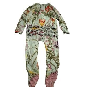 Charming Mary Bamboo footie pajamas 12-18 mo floral ruffle baby girl soft lghtwt